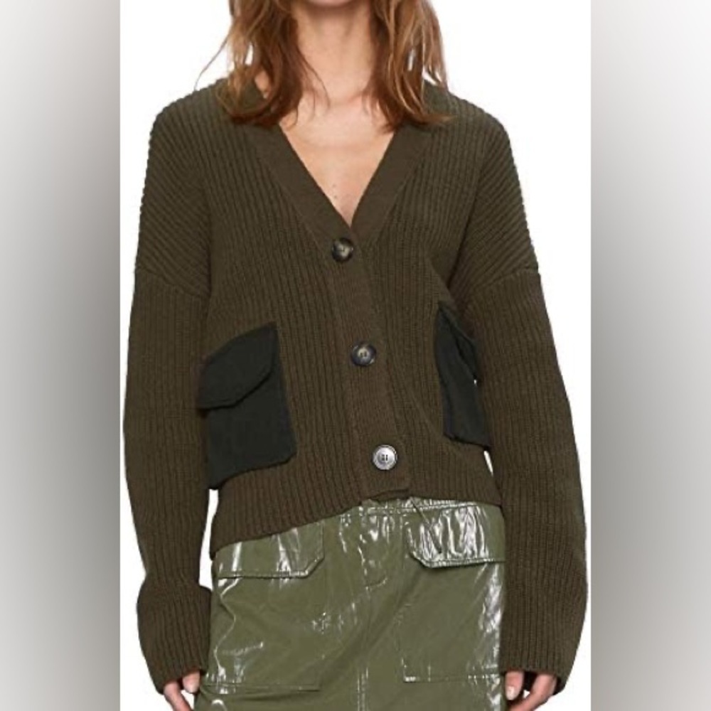 Zara Knit Contrast Pockets Oversized Cardigan Sweater • Cocoa Brown • S Small - Picture 2 of 10